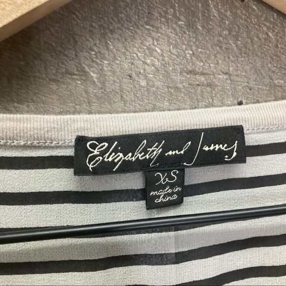 Elizabeth and James Silk Sleeve Shoulder Striped Dolman High Low Top - Picture 6 of 8